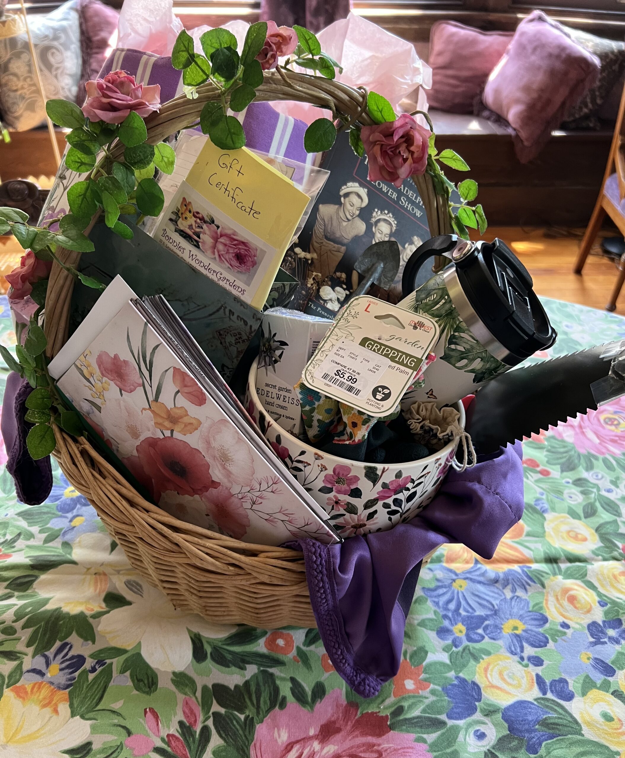 The Summer Breeze Raffle Basket, with all of it's contents displayed
